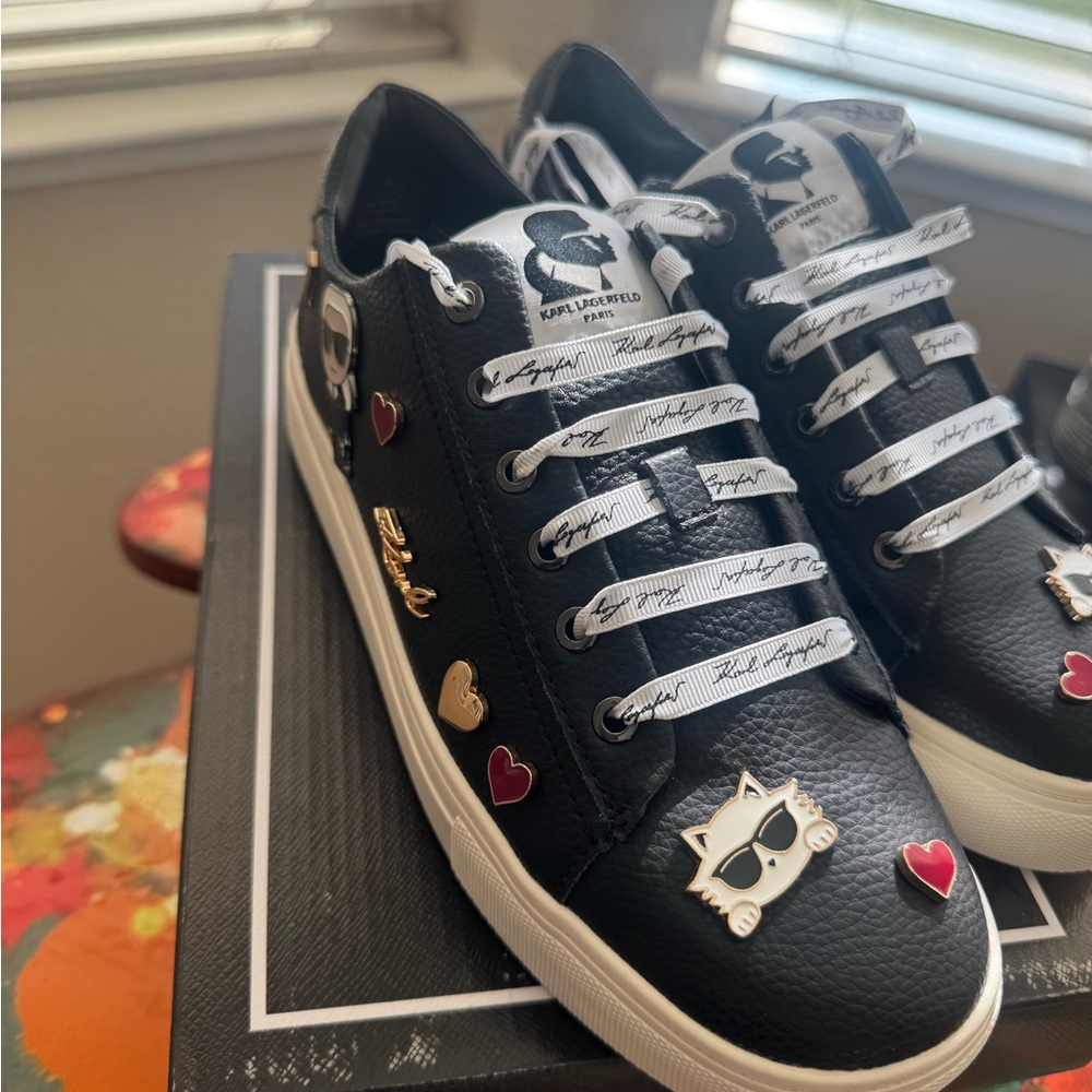 Karl Lagerfeld Black and Gold Sneakers